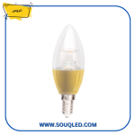 لمبة بلحة ليد 5 وات شفاف قاعدة ذهبي أصفر اليوس