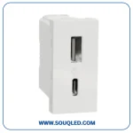 لقمة شاحن USB و Type-C مزدوج أبيض سلسلة نيو يونيكا ماركة شنايدر إلكتريك Schneider Electric.