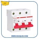 مفتاح أوتوماتيك ثلاثي 10 أمبير ماركة هيمل (Himel)، سعة قطع 6 كيلو أمبير، لحماية خطوط الإضاءة والأحمال ثلاثية الطور ذات الأحمال الخفيفة جدًا.