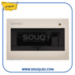 لوحة توزيع كهرباء بلاستيك (Distribution Board) ماركة صادق السويدي، بسعة ١٢ خط، مصممة للتركيب داخل الحائط (دفن).