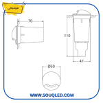 ⁦فوماجالي الدو 1L رمادي 1.7 وات - كشاف غاطس حائط خارجي بوجه واحد إضاءة صفراء 3000 كلفن⁩ - الصورة ⁦3⁩