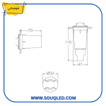 ⁦فوماجالي الدو 2L أسود 1.7 وات - كشاف غاطس حائط/أرضي بوجهين إضاءة صفراء 3000 كلفن⁩ - الصورة ⁦4⁩