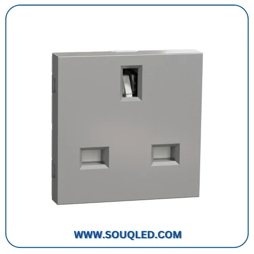 بريزة كهرباء ثلاثية إم كيه مقبس بريطاني 13A فضي سلسلة نيو يونيكا ماركة شنايدر إلكتريك Schneider Electric.
