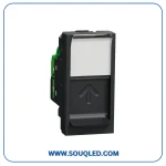بريزة انترنت كات 6 بقاعدة معدن مقبس شبكة RJ45 أسود سلسلة نيو يونيكا ماركة شنايدر إلكتريك Schneider Electric.