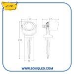 ⁦فوماجالي ميني تومي سبايك أسود 6 وات - كشاف حديقة حربة ليد بوجهين - لون إضاءة قابل للضبط⁩ - الصورة ⁦4⁩