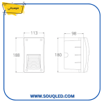 ⁦كشاف خطوة ليد غاطس مستطيل أسود - 3 وات - إضاءة موجهة للسلالم والجدران - مقاوم للماء⁩ - الصورة ⁦3⁩