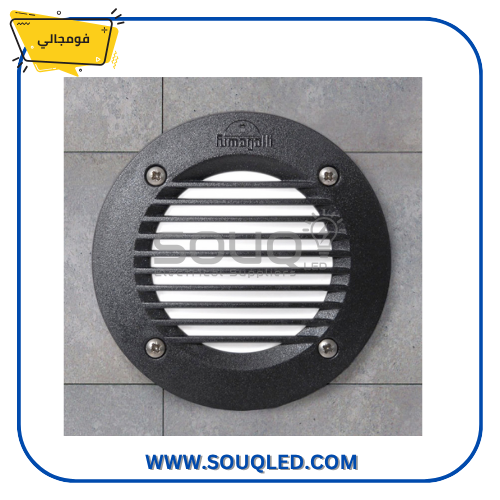 فوماجالي-ليتي-100-GR-اسود-3وات-اصفر-IP67-دائري-2-وجه مصباح فوماجالي ليتي 100 GR غاطس (دائري، وجهين) باللون الأسود 3 وات، يستخدم للإضاءة الخارجية بمتانة عالية IP67.