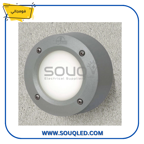 مصباح فوماجالي اكسترا ليتي 100 غاطس (دائري، وجه واحد) باللون الرمادي 3 وات، يستخدم للإضاءة الخارجية بمتانة عالية IP67.
