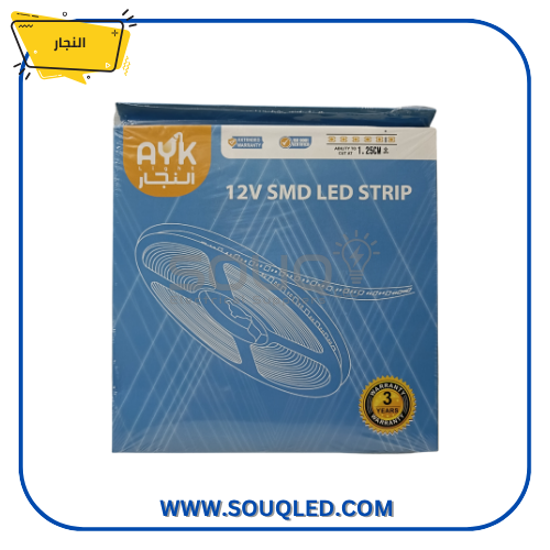 بكرة-شريط-ليد-بروفايل-النجار-120ليد-24وات-وورم بكرة شريط إضاءة ليد 120 ليد للمتر، بقوة 24 وات، بلون إضاءة وورم (دافئ) من ماركة النجار، مخصصة للبروفايلات.