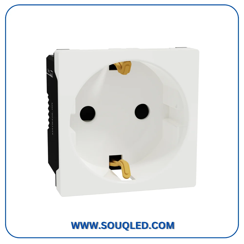 بريزة مجوفة ألماني قطبين + أرضي أبيض شنايدر ميلوز أصلي بريزة مجوفة ألماني شوكو 16 أمبير 250 فولت قطبين + أرضي أبيض سلسلة ميلوز ماركة شنايدر إلكتريك Schneider Electric أصلي.