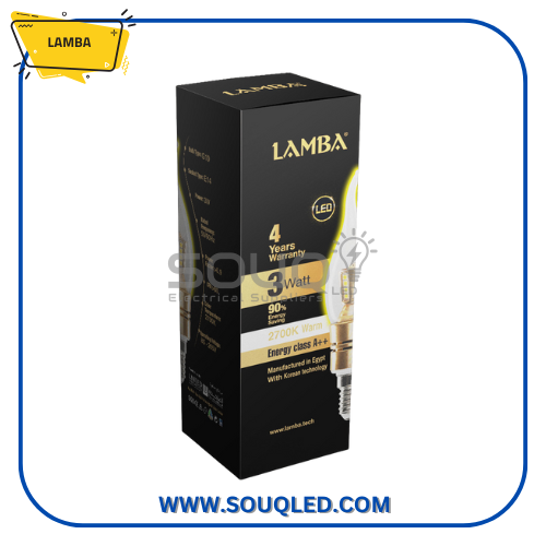 لمبة ليد بلحة كعب فضي 3 وات باللون الدافئ (الأصفر) من ماركة لمبة.