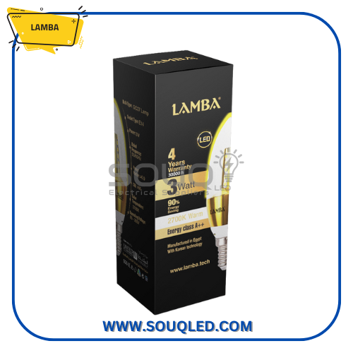 لمبة ليد بلحة كعب ذهبي 3 وات باللون الدافئ (الأصفر) من ماركة لمبة.