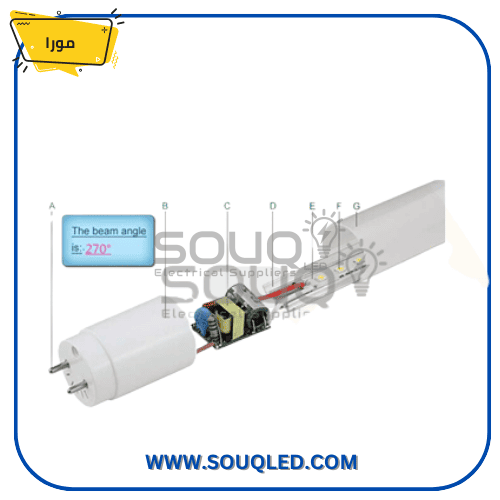 لمبة ليد مسطرة 120 سم 22 وات ماركة مورا اضاءة خضراء بسلك mora-led-tube-120cm-22w-green-wire.jpg