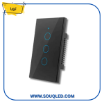 مفتاح إضاءة ذكي ثلاثي الأزرار من تويا، موديل SV013، يعمل بتقنية الواي فاي، لون أسود، تحكم باللمس والصوت عبر Alexa و Google Home.