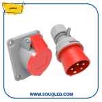 طقم بريزة وفيشة صناعية خماسية الأقطاب 16 أمبير للتركيب الداخلي (غاطس) ماركة بيماس.
