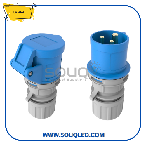 طقم-بريزة-وفيشة-صناعية-3P-32امبير-هوائي-IP44-بيماس طقم بريزة وفيشة صناعية ثلاثية الأقطاب 32 أمبير للتركيب الهوائي (متحرك) ماركة بيماس IP44.