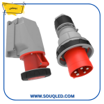 طقم بريزة وفيشة صناعية خماسية الأقطاب 63 أمبير للتركيب الخارجي ماركة بيماس IP67 (مقاوم للماء والغمر).