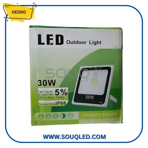 كشاف-واجهة-30وات-COB-فلاود-لايت-ضمان-سنة كشاف واجهة (فلاود لايت) بقدرة 30 وات يعمل بتقنية COB، يتميز بالمتانة ومقاومة الماء، ويستخدم لإنارة الواجهات الخارجية بضمان سنة واحدة.