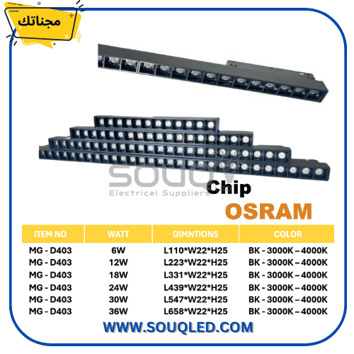 magnetic-track-dots-grille-36w-cool-white.jpg كشاف تراك ماجنتك دوتس "عيون" 36 وات إضاءة كوول وايت بشيب أوسرام ماركة مجناتك 66 سم