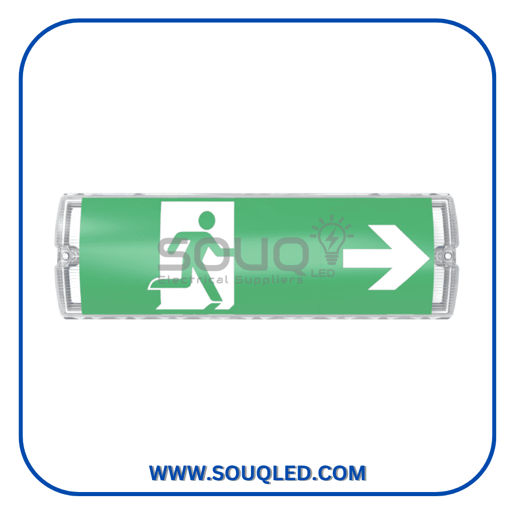 bulkhead ledvance 3 w(1) كشاف علامة خروج (EXIT SIGN) ماركة ليدفانس (LEDVANCE) الاصلية، قدرة 4.2 وات، مزود ببطارية طوارئ تعمل لمدة 3 ساعات، لعام 2026.