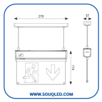 كشاف علامة خروج (EXIT SIGN) ماركة ليدفانس (LEDVANCE) الاصلية، قدرة 4.2 وات، مزود ببطارية طوارئ تعمل لمدة 3 ساعات، لعام 2026.
