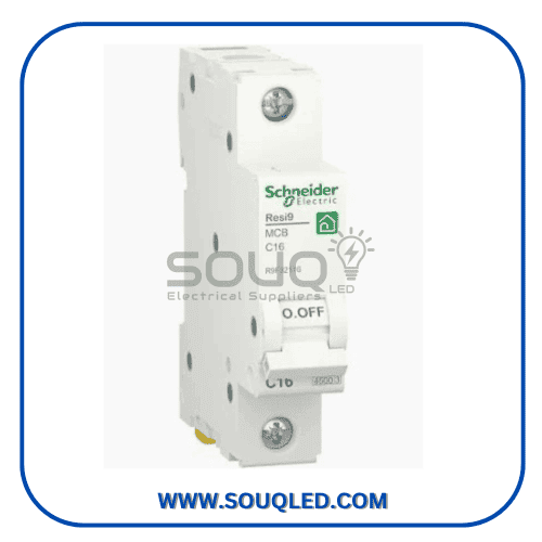 قاطع احادي ماركة شنايدر (Schneider Electric) قدرة 16 امبير وسعة قصر 4.5 كيلو، لعام 2026.