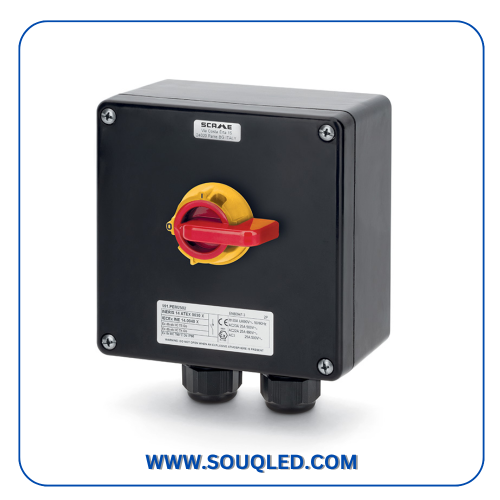 مفتاح فصل وعزل طوارئ 40 أمبير 3/4 قطب IP66 ضد الانفجار ATEX ماركة سكامى Scame Cod 591.PEM4004.